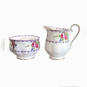 Royal Albert Petit Point Regular Cream & Open Bowl Sugar Bone China England